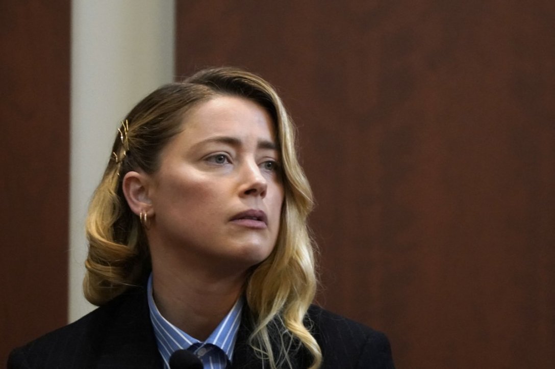 Actor Amber Heard testifies at Fairfax County Circuit Court during a defamation case against her by ex-husband, actor Johnny Depp, in Fairfax, Virginia, on May 4, 2022. Getty
